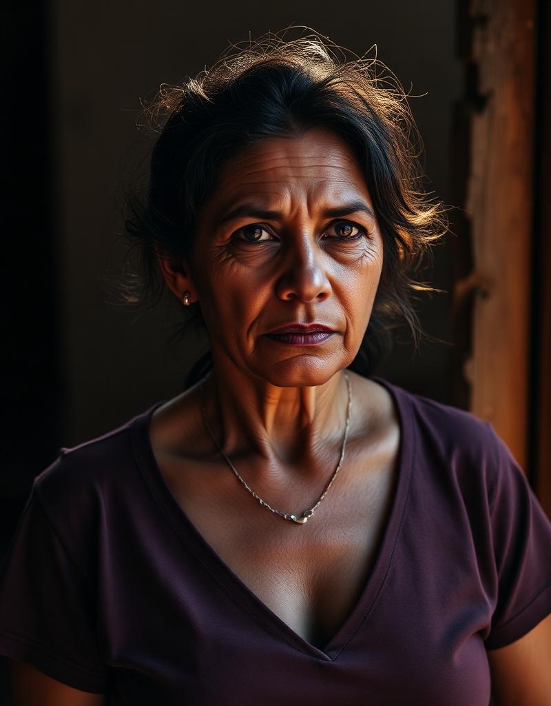 Retrato de uma mulher da comunidade do Guarujá